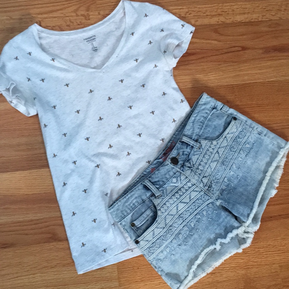 Light Patterned Jean Shorts